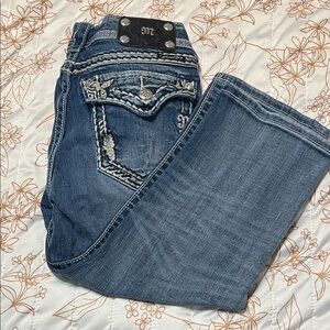 Miss Me Distressed Blue Cropped Jeans